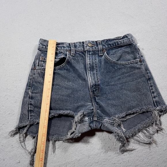 VTG Levi's 501 Shorts Women 28 Gray High Rise Button Fly Cutoff Distressed Denim - Picture 2 of 11